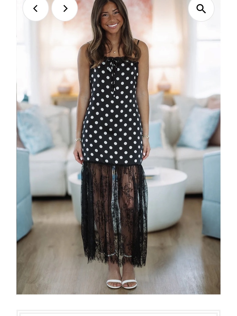 Polka Dot Black Maxi Dress with Sheer Lace Skirt